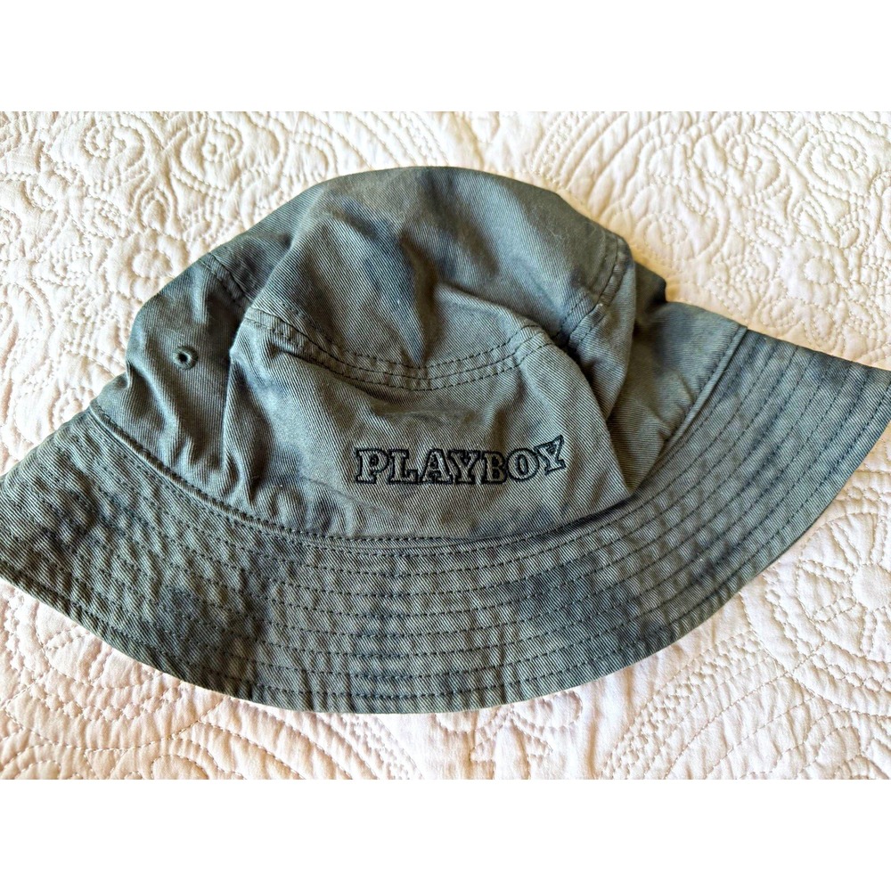 Playboy Gray Bucket Hat One Size Bunny Logo Men Lightweight Casual Travel